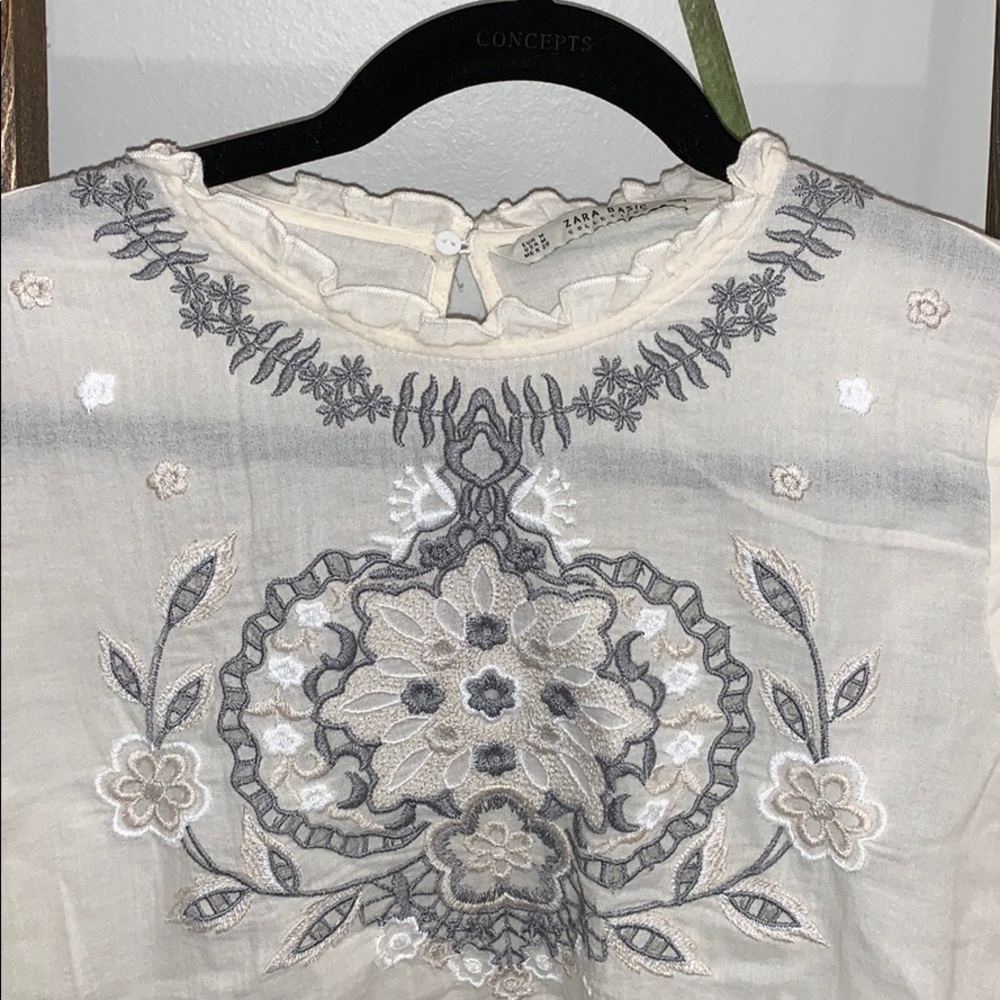 Zara Embroidered Ruffle Top - Picture 2 of 3